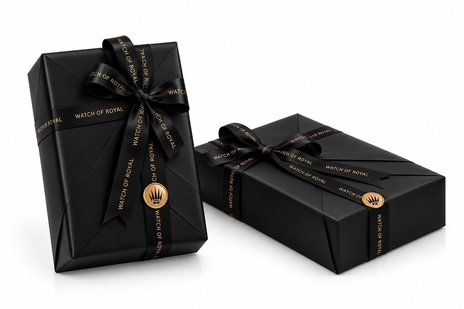 Siyah Watch of Royal kurdeleli premium hediye paketi