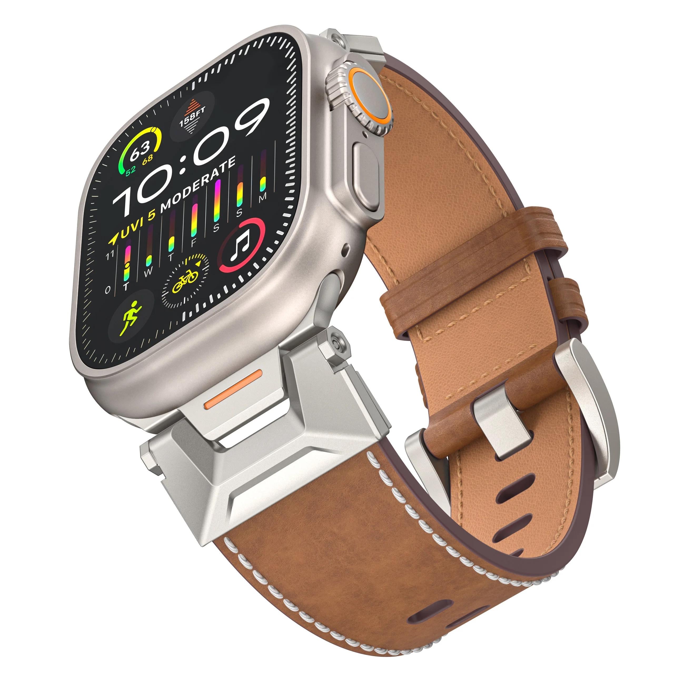 Apple Saat Kordonu Dark KAHVERENGİ Crazy Horse Ultra 2 49mm bant