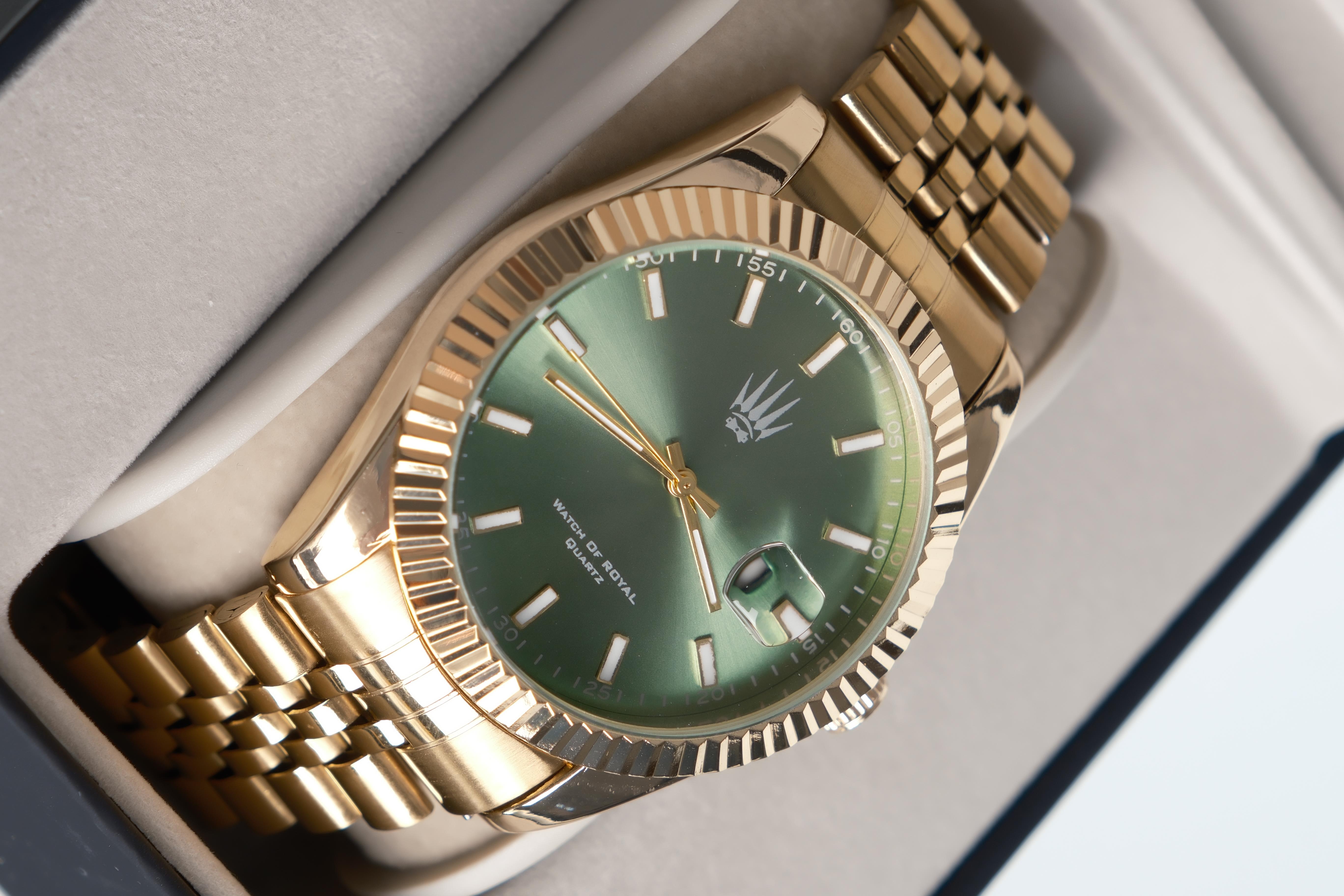 Crest Line Gold Green Kol SaatiWatchesWATCHOFROYALCrest LineCrest Line Gold Green Kol Saati