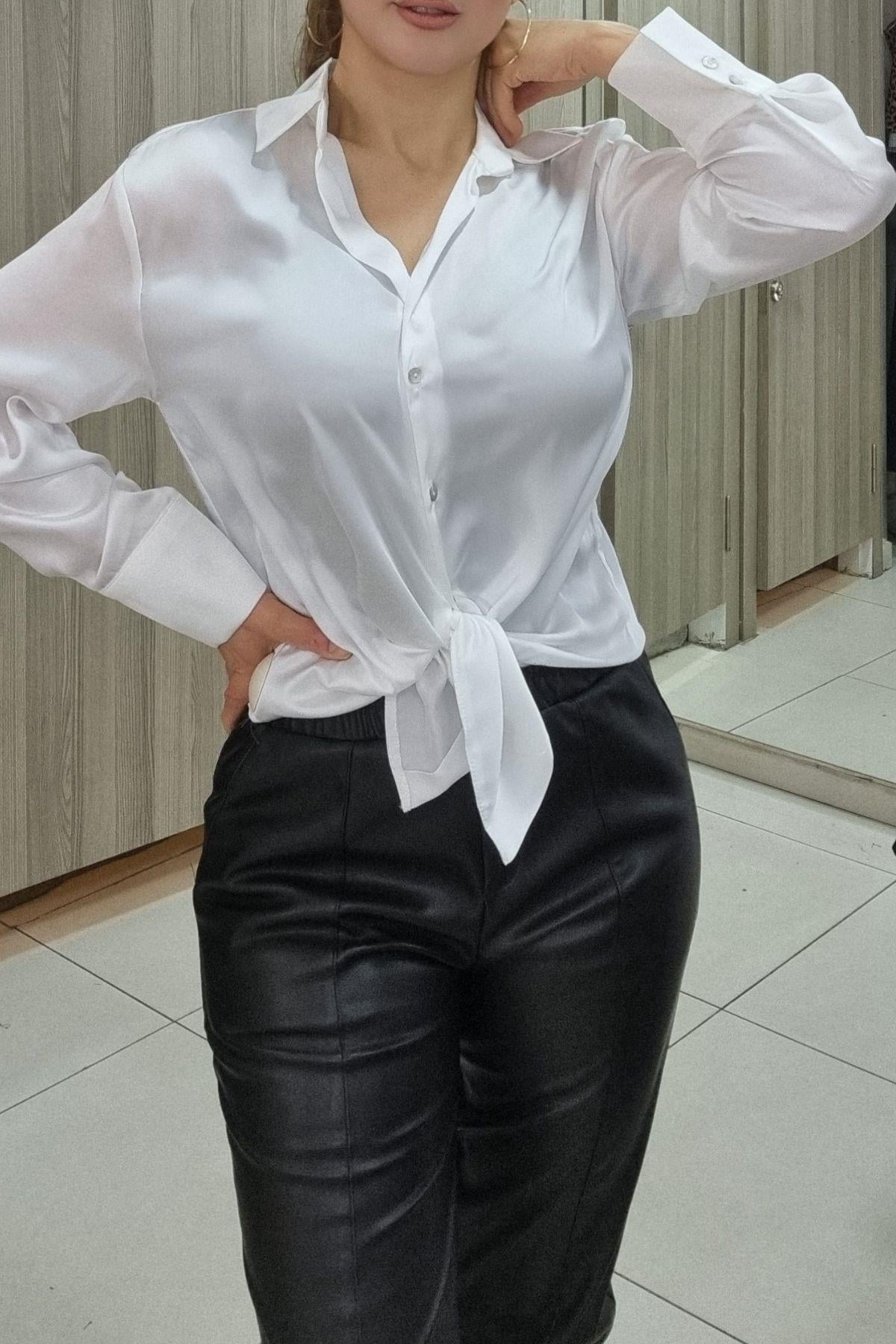 Gömlek İpek Saten Gömlek - 100 - Maya Butik