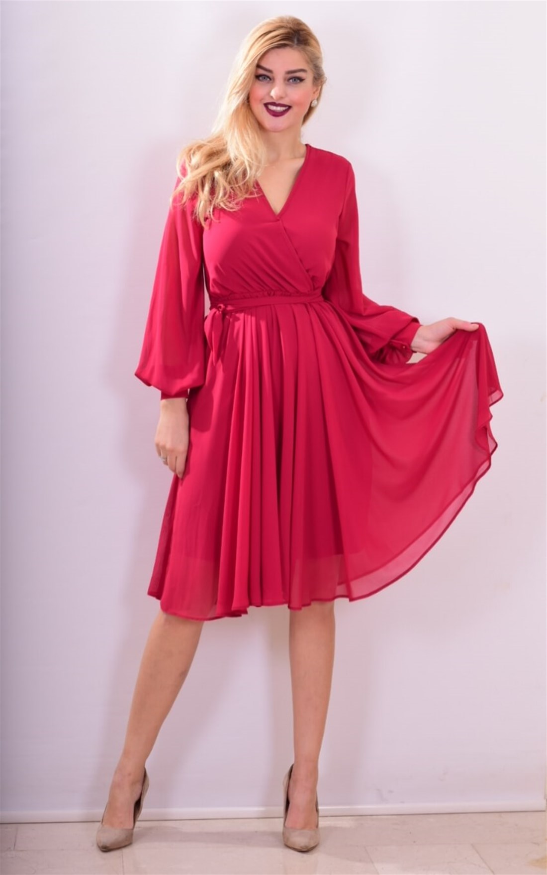 5342D Kruvaze Şifon Elbise Maya Butik | Yeni Sezon Ürünler 159,99 TL