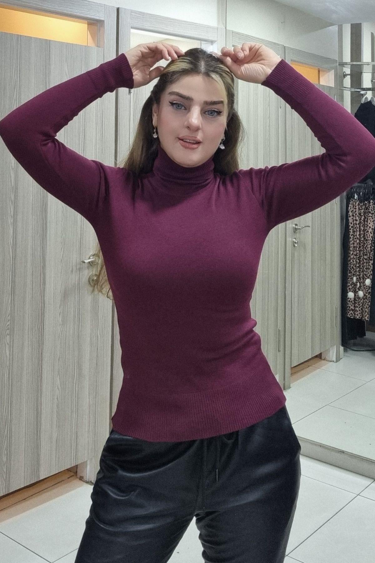 Bluz Balıkçı Yaka Likralı Triko Bluz - Maya Butik