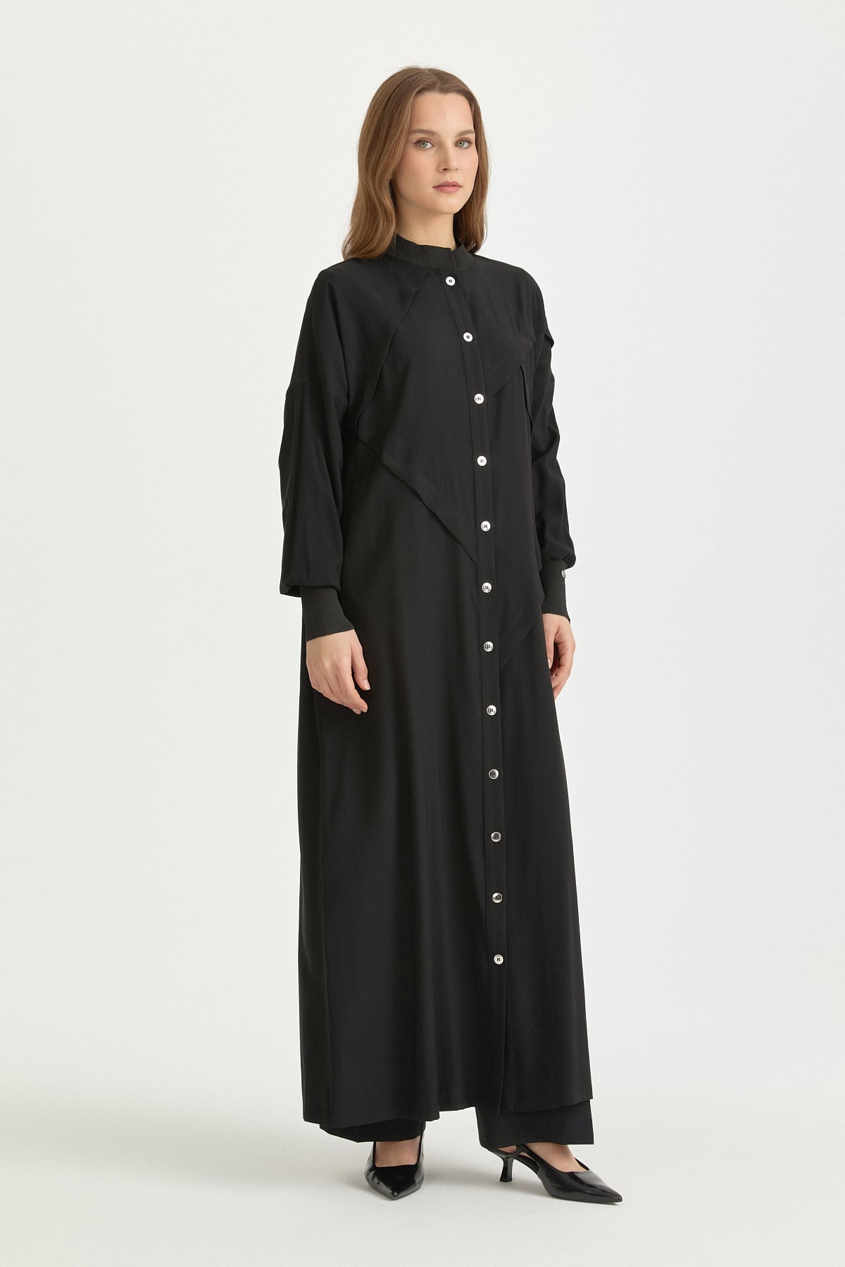 Aller ve Ribana Detaylı Tencel Giy-Çık  Siyah