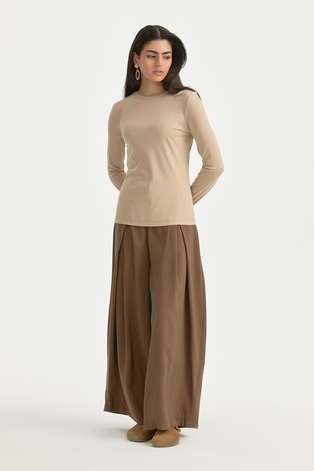 Basic Örme Bluz  Bej