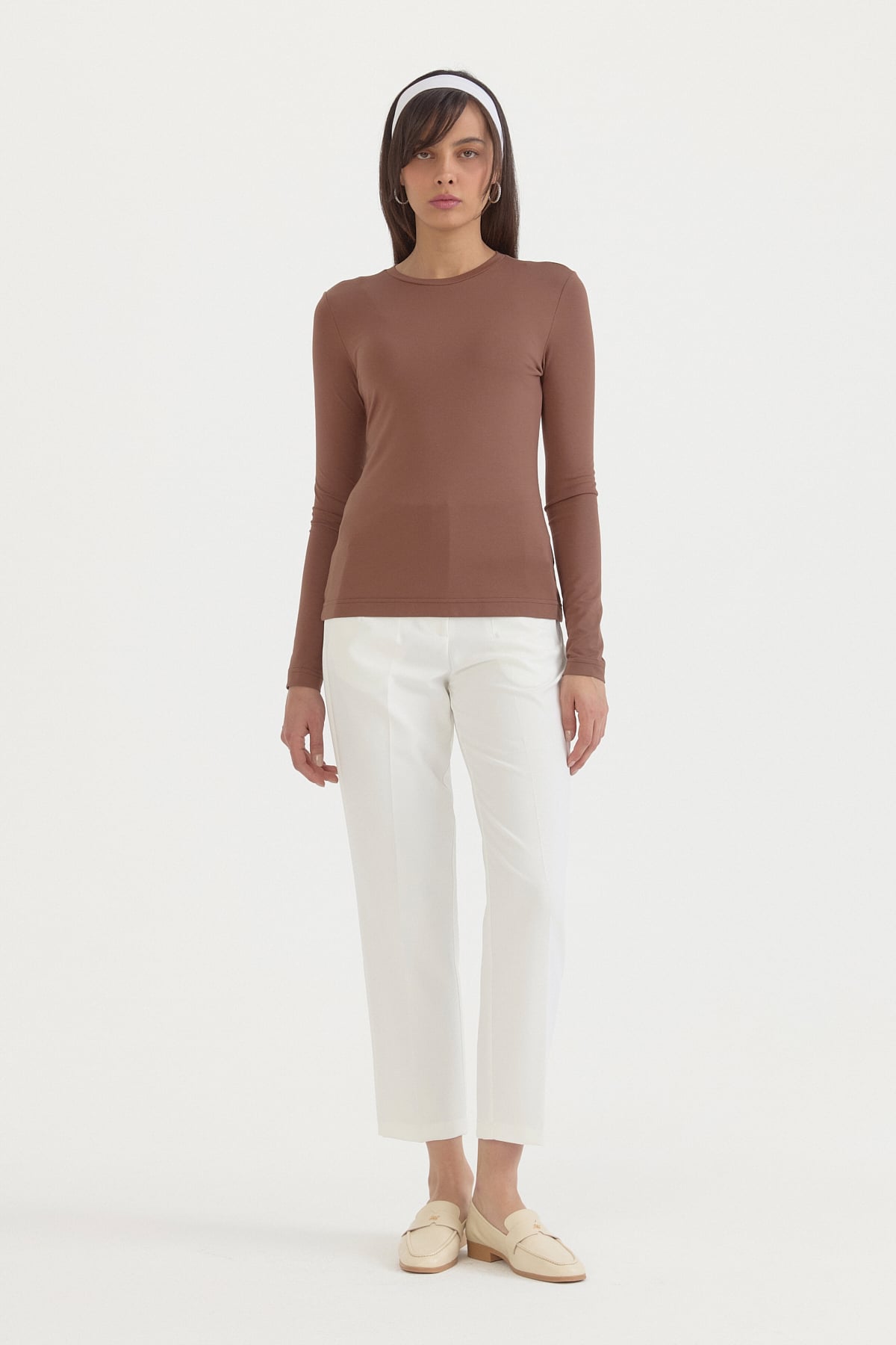 Basic Örme rayon karışımlı Bluz  Kahve