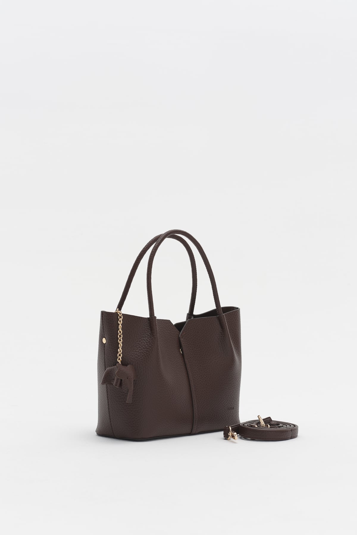 Charm Aksesuarlı Satchel Çanta  Kahve