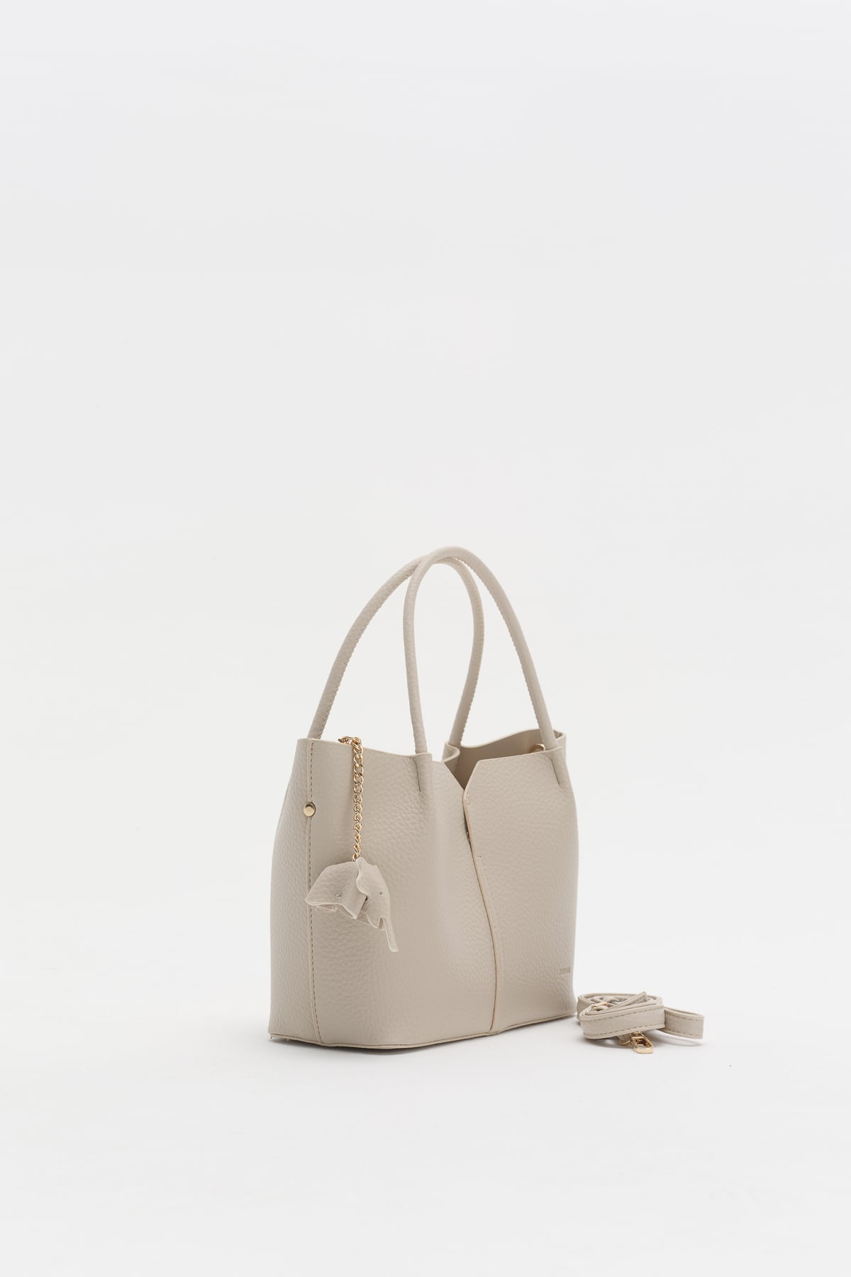 Charm Aksesuarlı Satchel Çanta  Vanilya