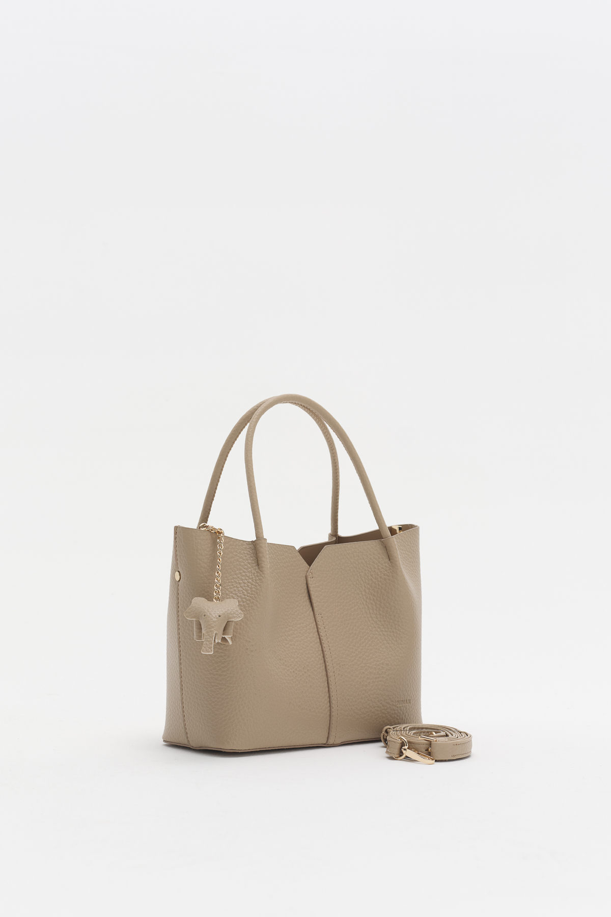 Charm Aksesuarlı Satchel Çanta  Vizon