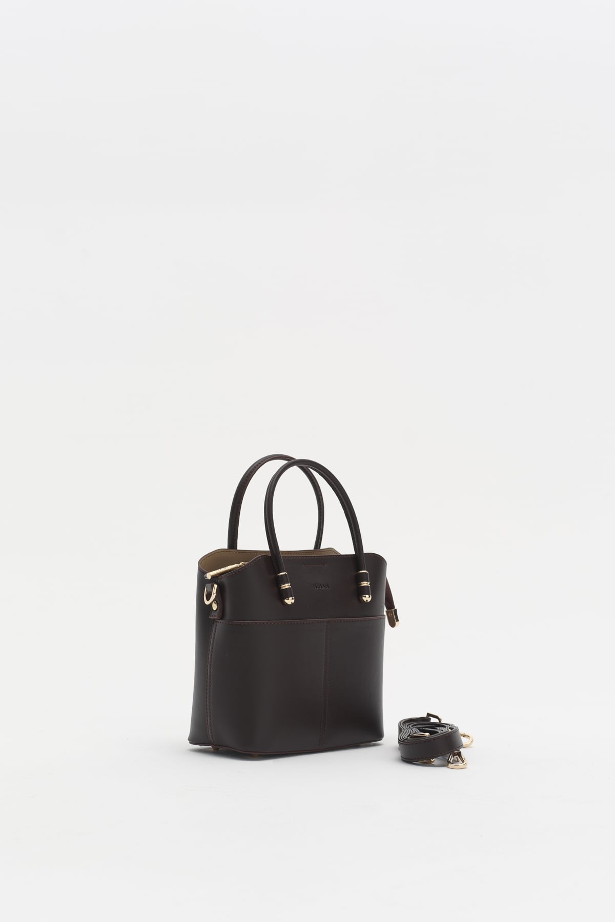 Fermuarlı Satchel Çanta  Kahve