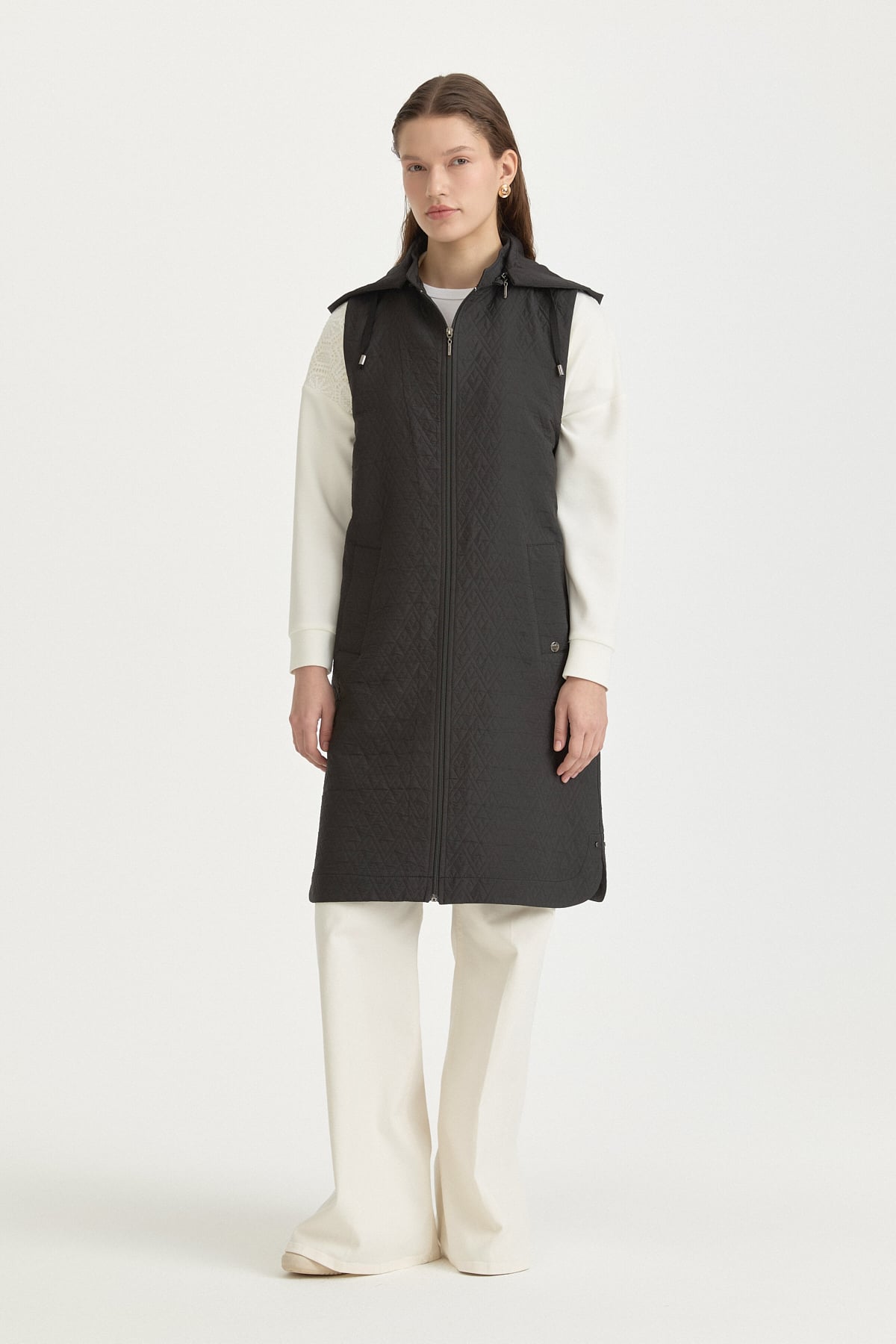 İnce Kapitone Yelek  Siyah