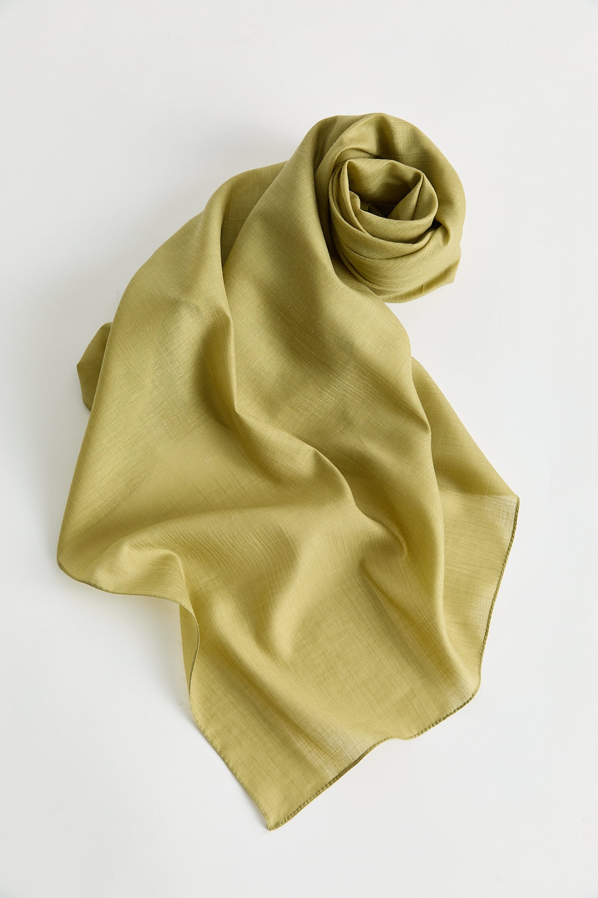 Keten Efektli Natural Eşarp  Olive