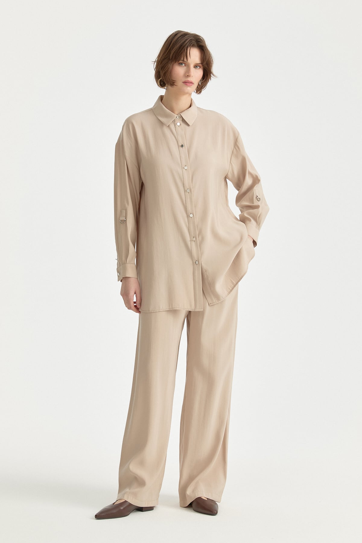 Modal Pantolon Tunik Takım  Vizon