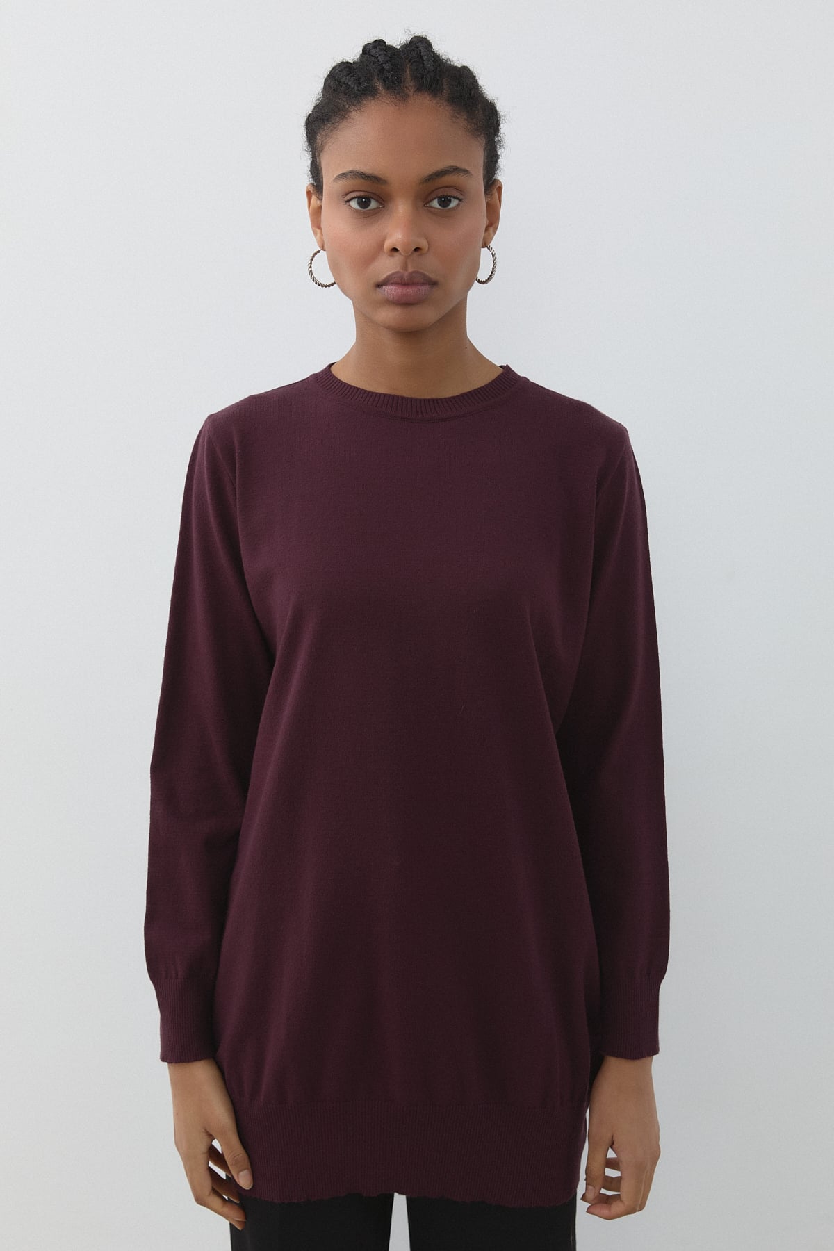 Nihan Basic Triko Tunik  Mürdüm