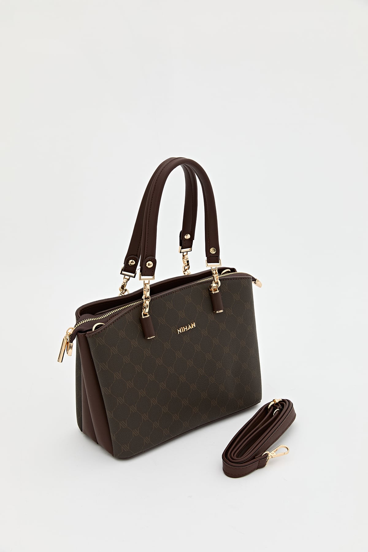 Nihan Monogram Shopper Çanta  Kahve