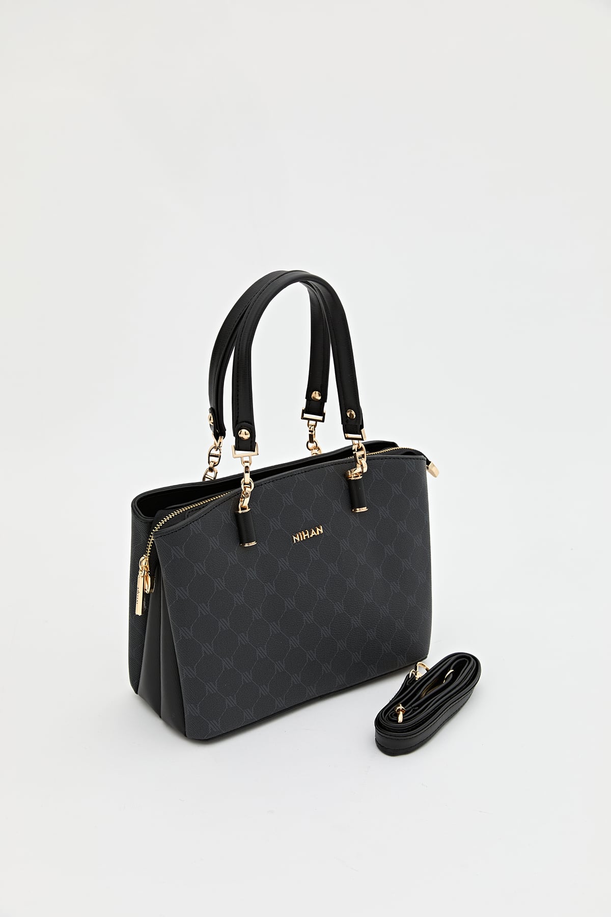 Nihan Monogram Shopper Çanta  Siyah