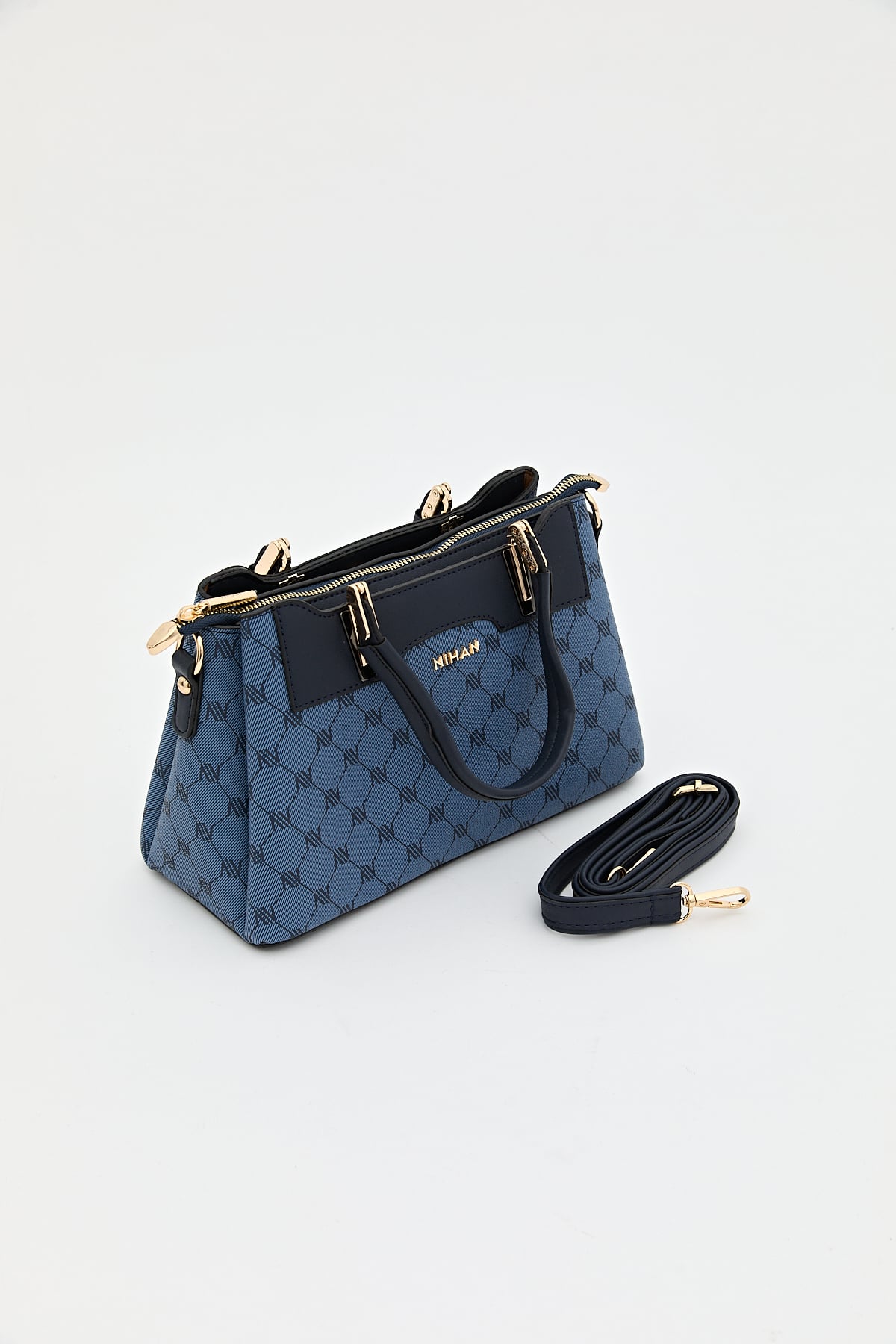 Nihan Monogram Tote Çanta  Lacivert