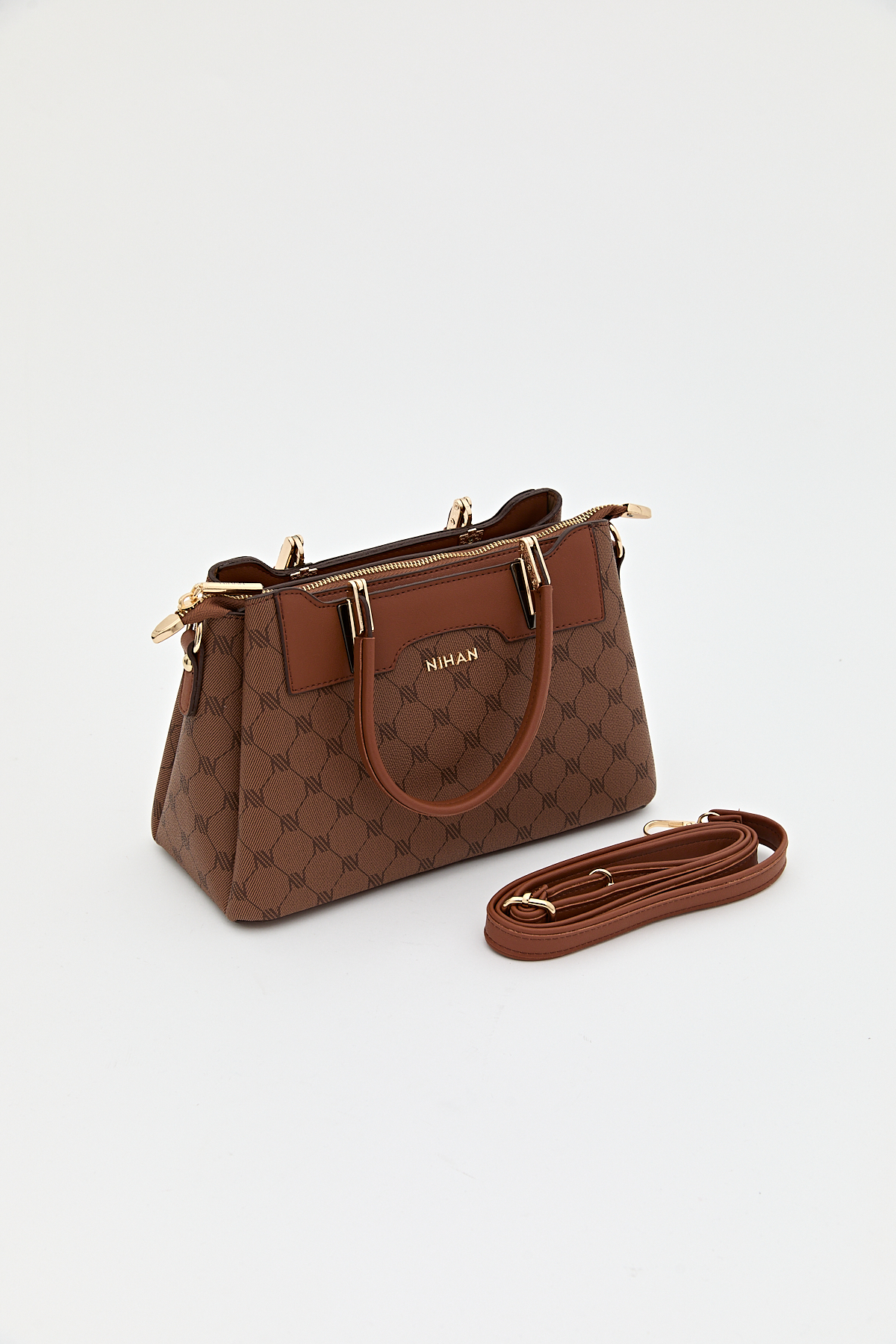 Nihan Monogram Tote Çanta  Taba