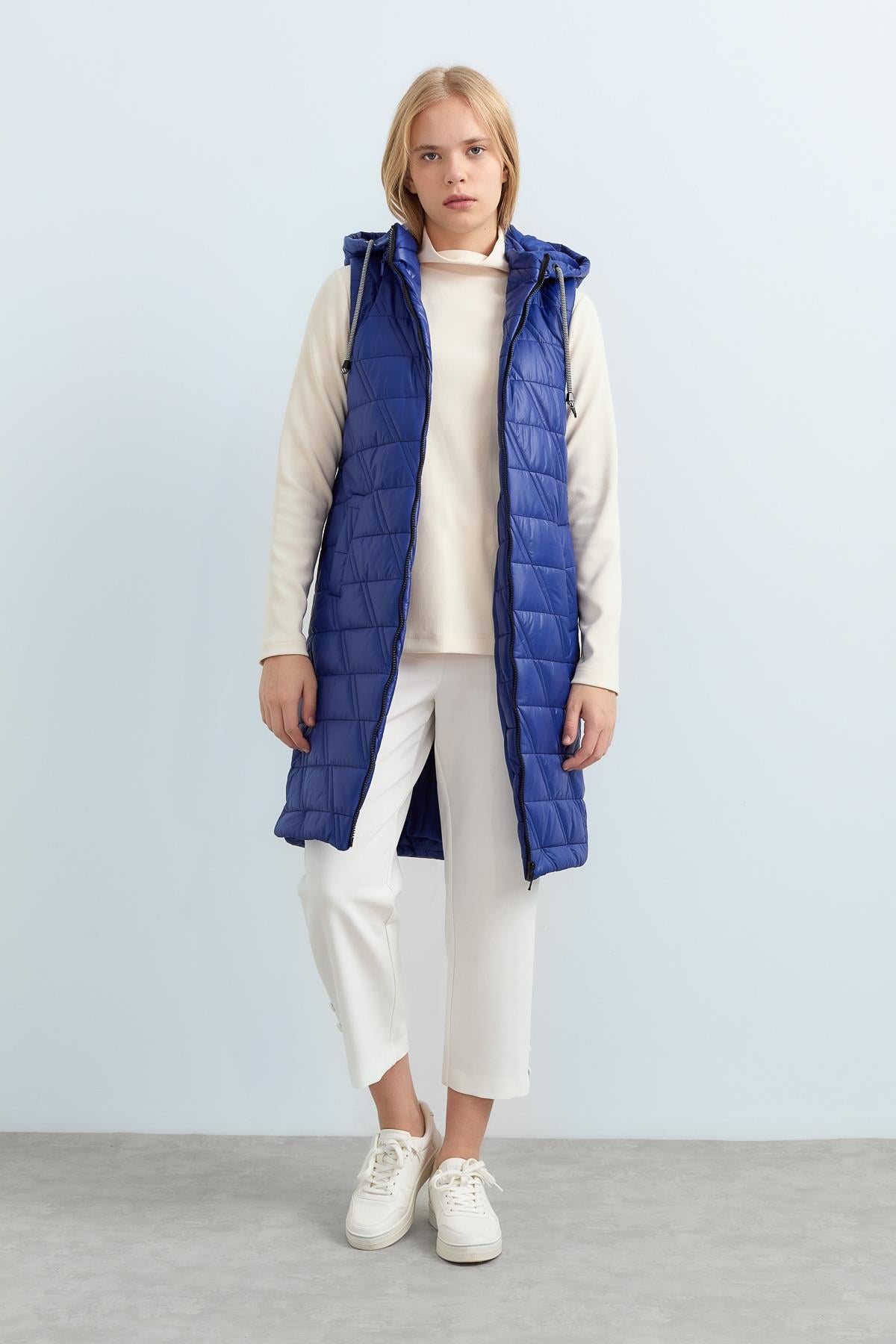 NİHAN Yelek Nihan Arkası Ayarlamalı Kapitone Yelek  Saks_modest