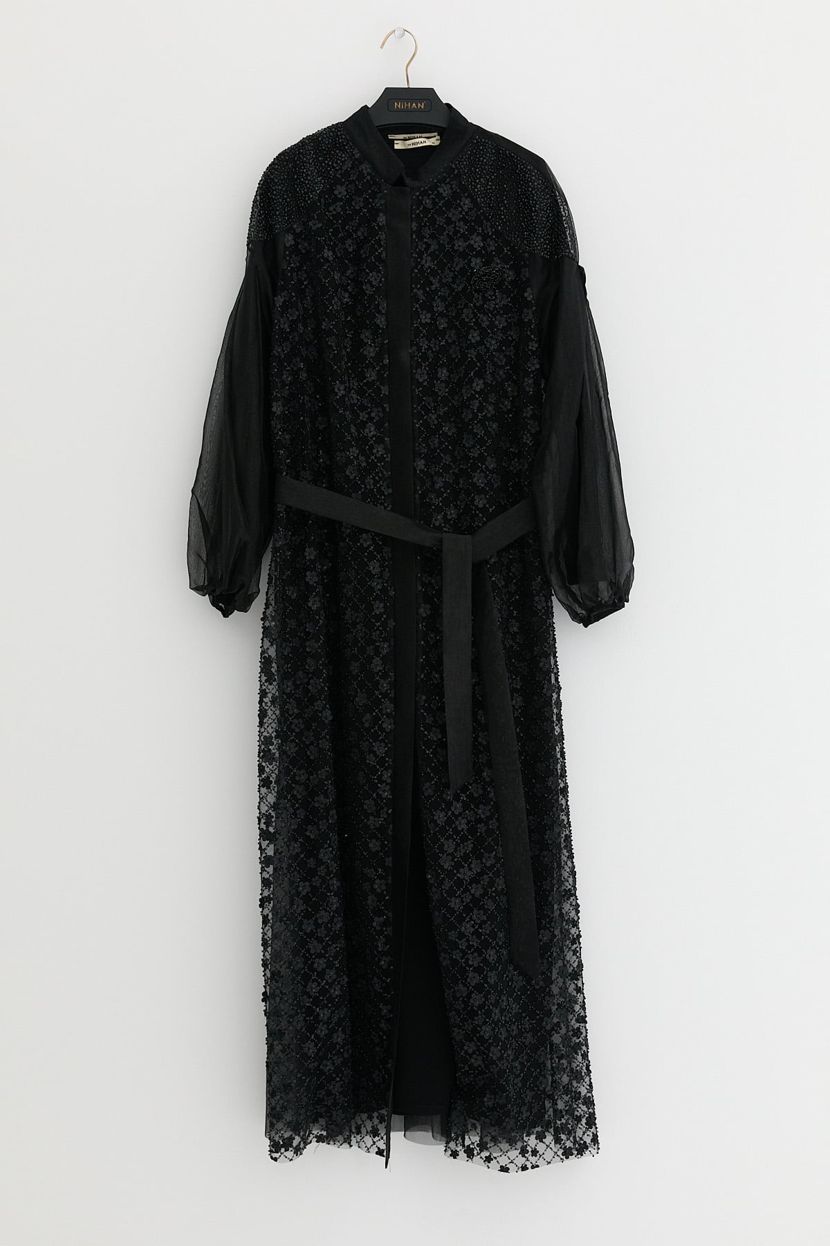 NİHAN Abaya Nihan Büyük Beden Elbiseli Abaya Takım  Siyah_modest