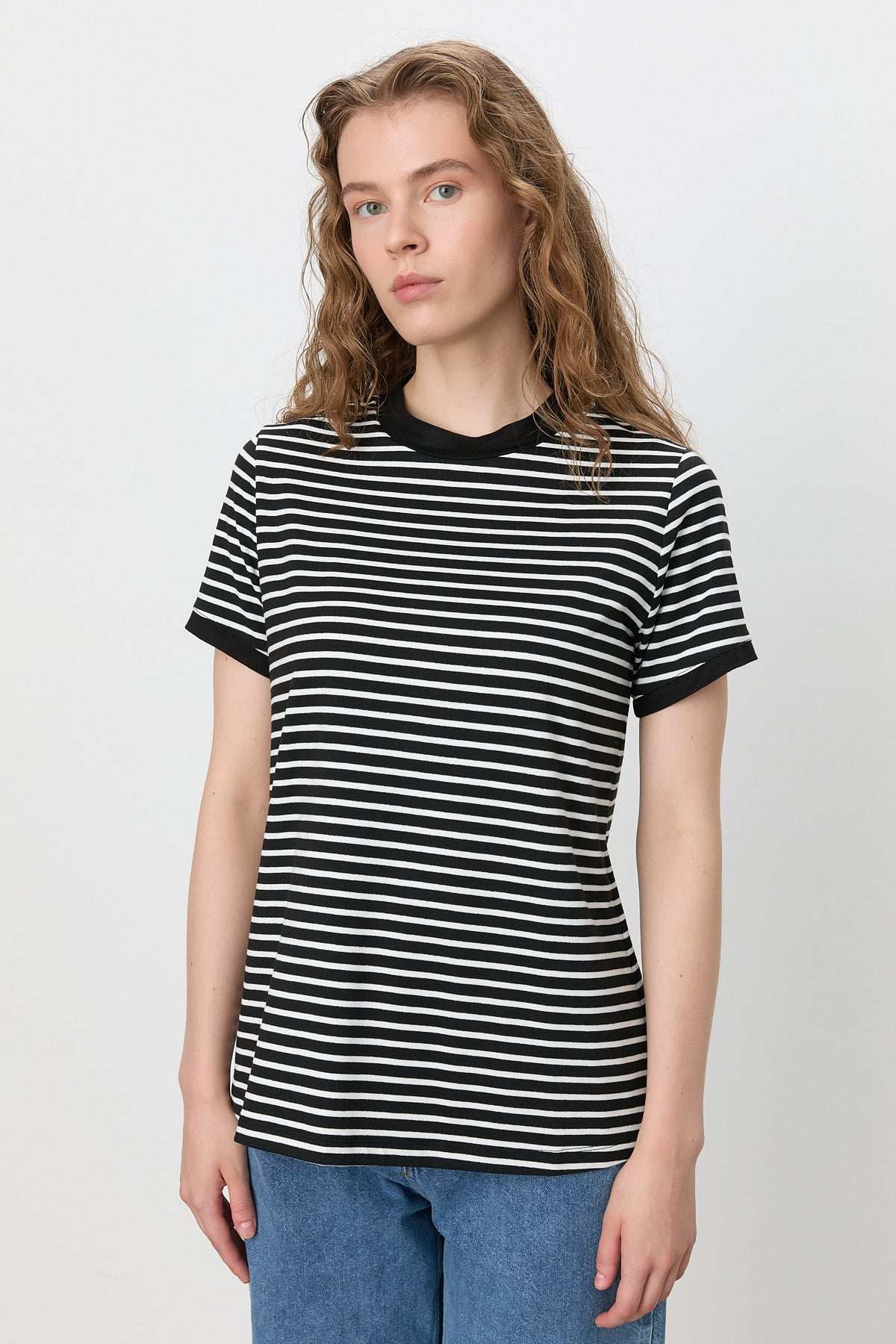 NİHAN T-Shirt Nihan Çizgili T-Shirt  Siyah_modest