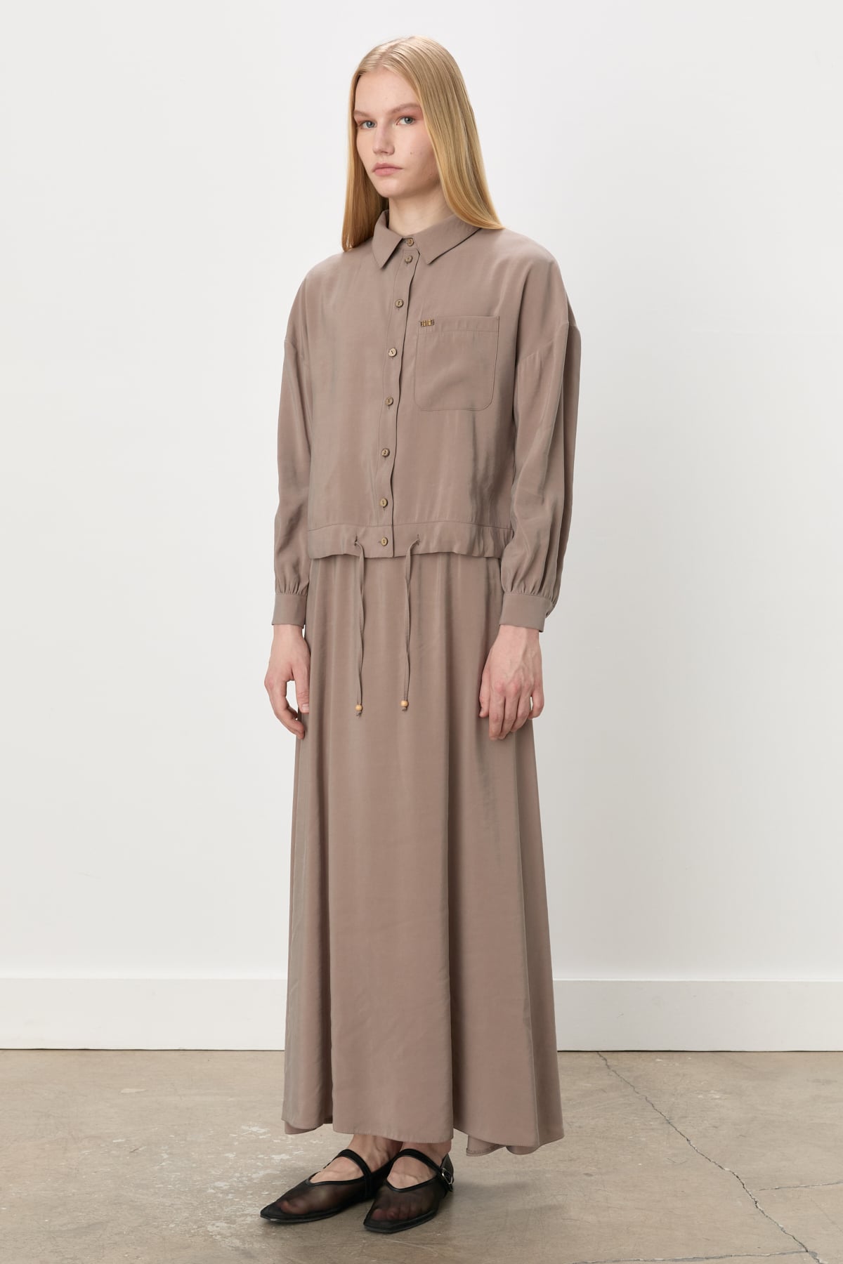 NİHAN Takım Nihan Crop Etek Bluz Modal Takım  Vizon_modest