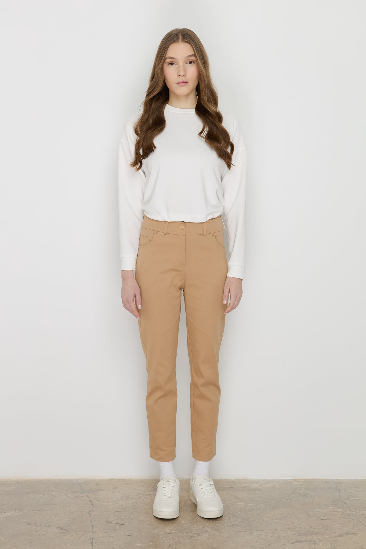 NİHAN Pantolon Nihan Dar Paça Kanvas Pantolon  Camel_modest