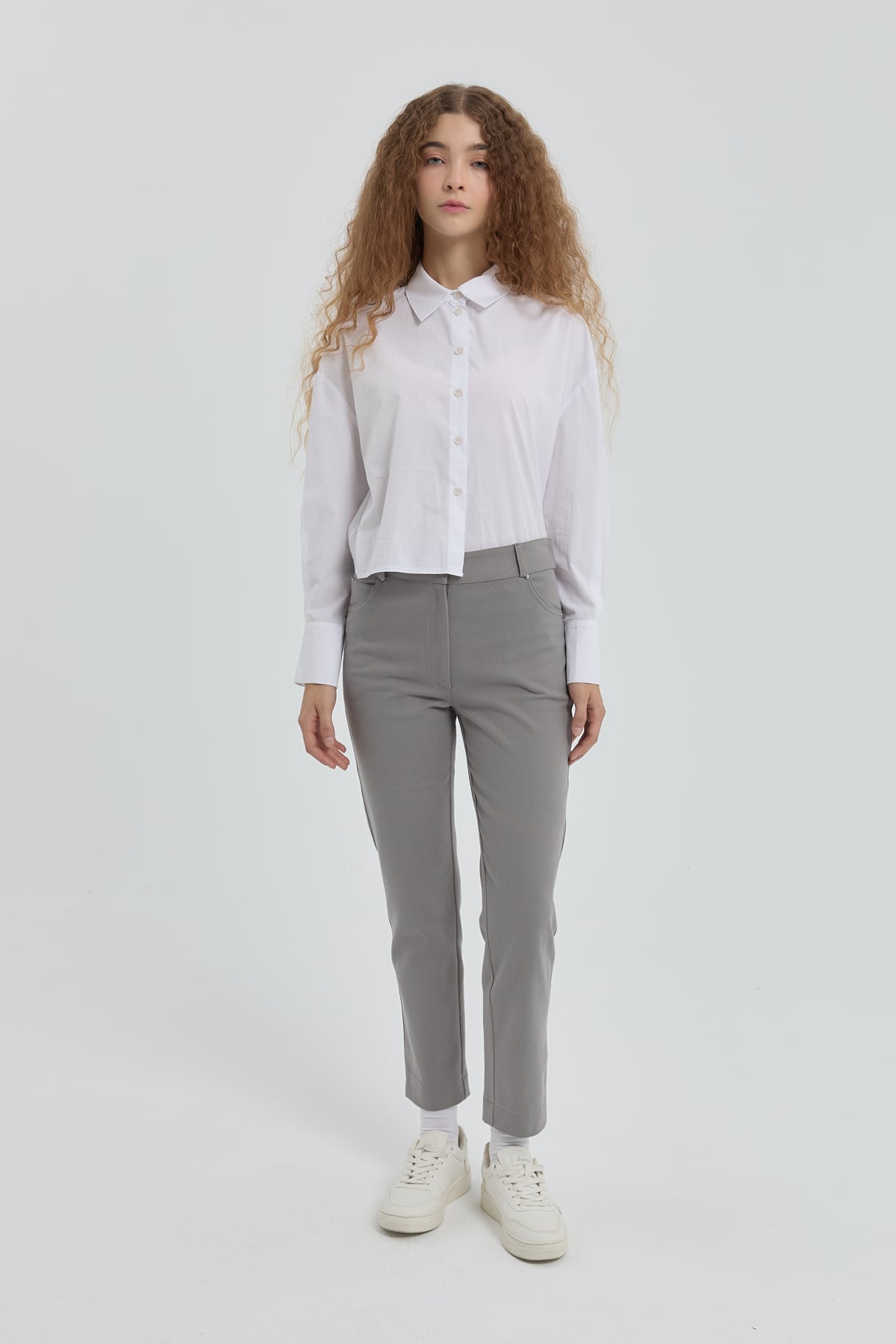 NİHAN Pantolon Nihan Gabardin Dar Paça Pantolon  Gri_modest