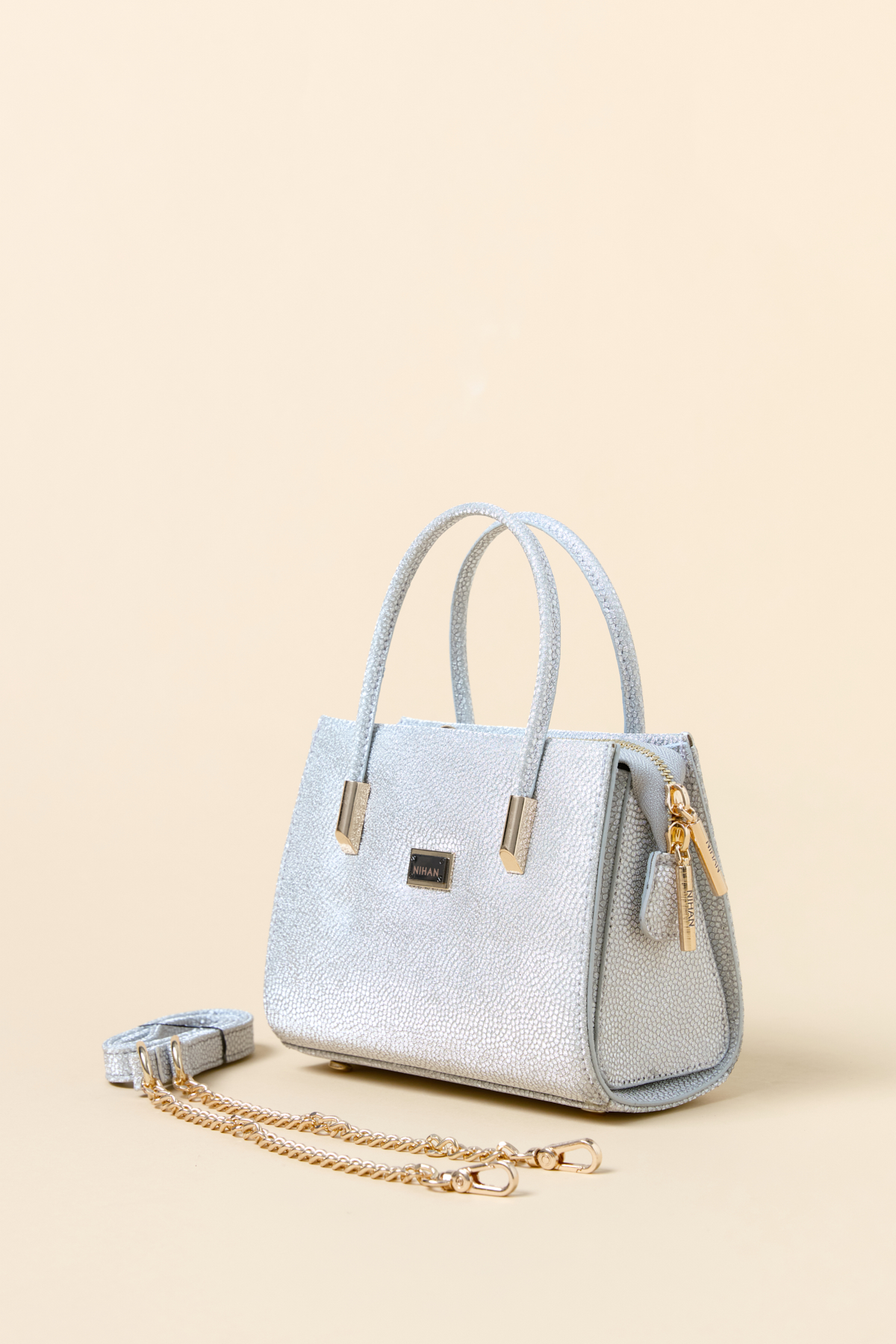 NİHAN Çanta Nihan Gold Detaylı Satchel Çanta  Gümüş_modest