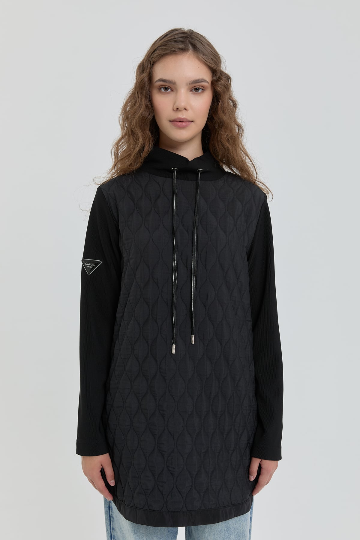 NİHAN Tunik Nihan İnce Kapitone Dik Yaka Tunik  Siyah_modest