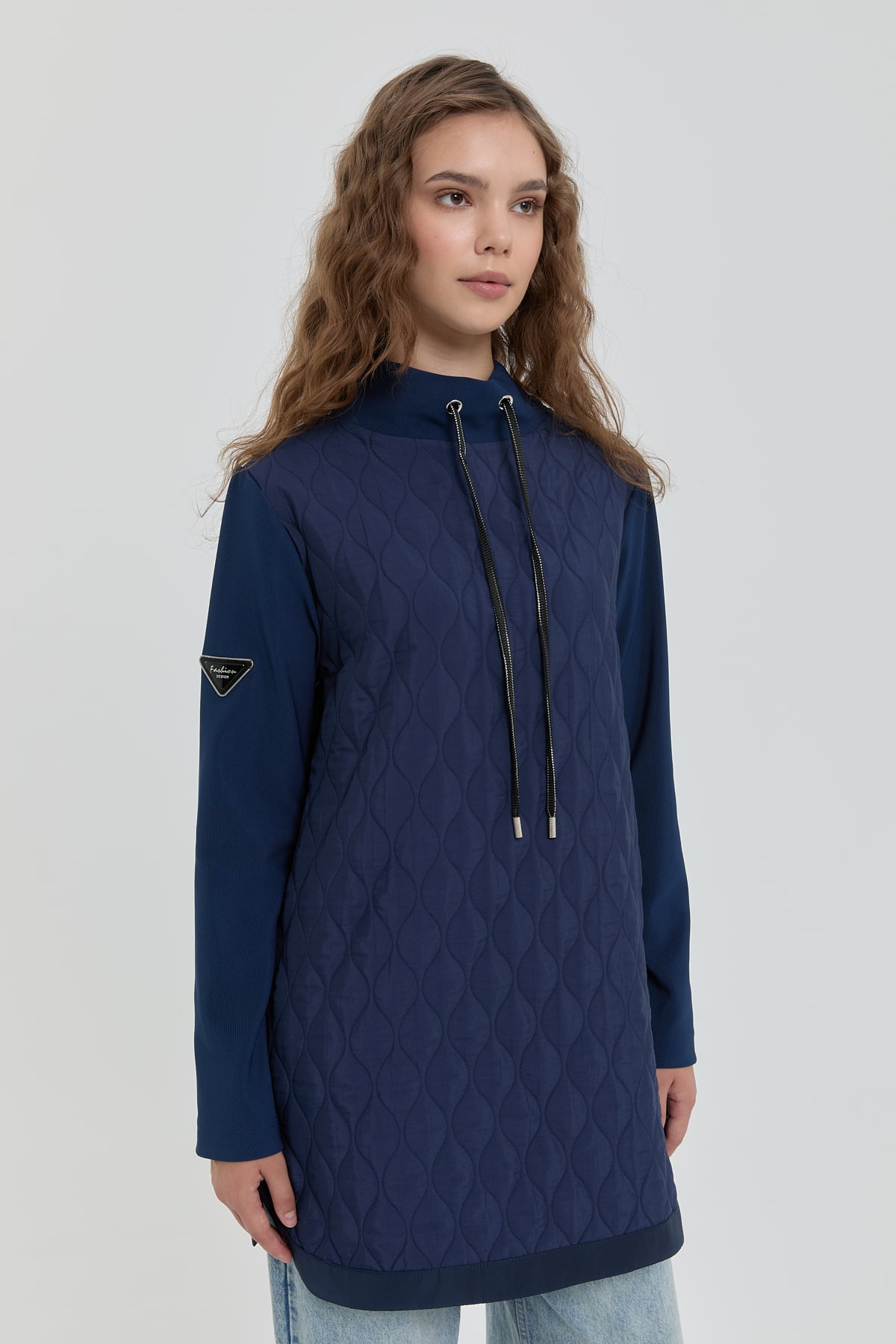 NİHAN Tunik Nihan İnce Kapitone Dik Yaka Tunik  Lacivert_modest