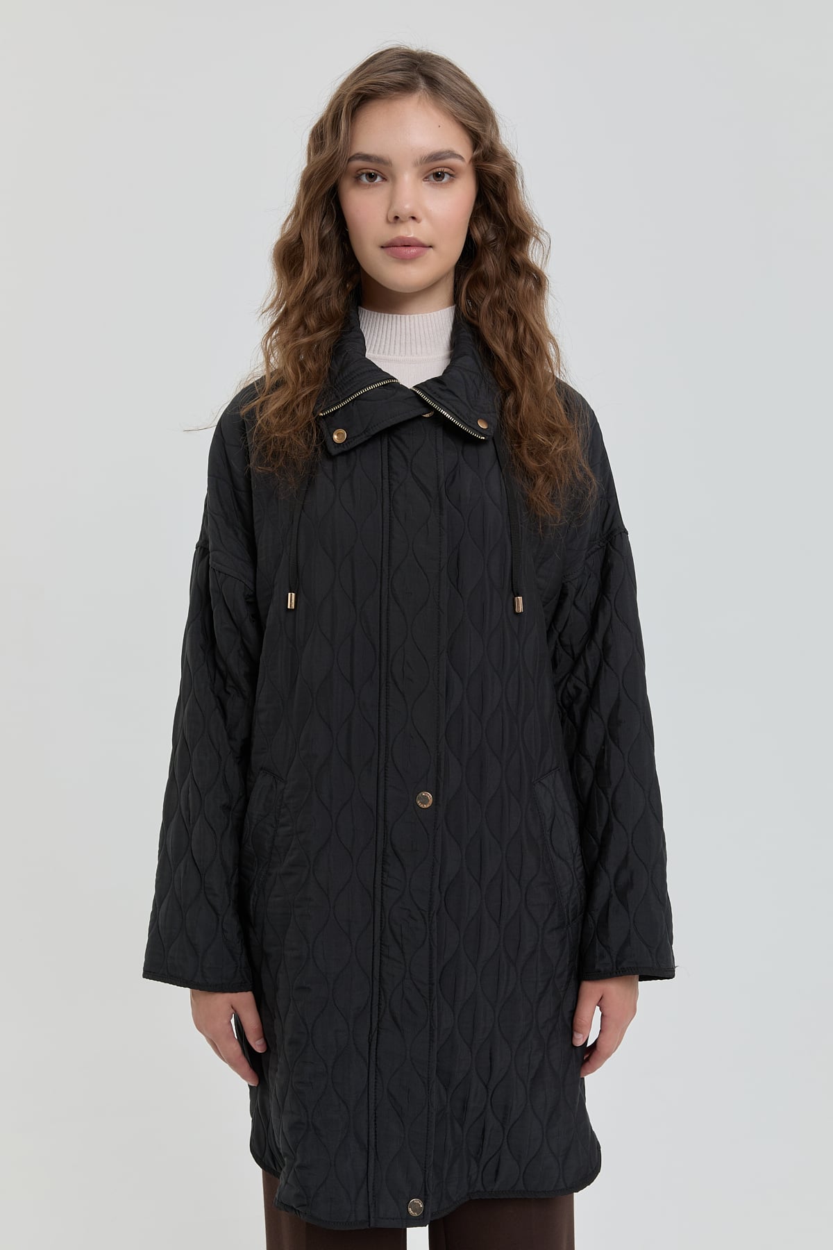 NİHAN Kap Nihan İnce Kapitone Yanları Çıt Çıt Detaylı Kap  Siyah_modest