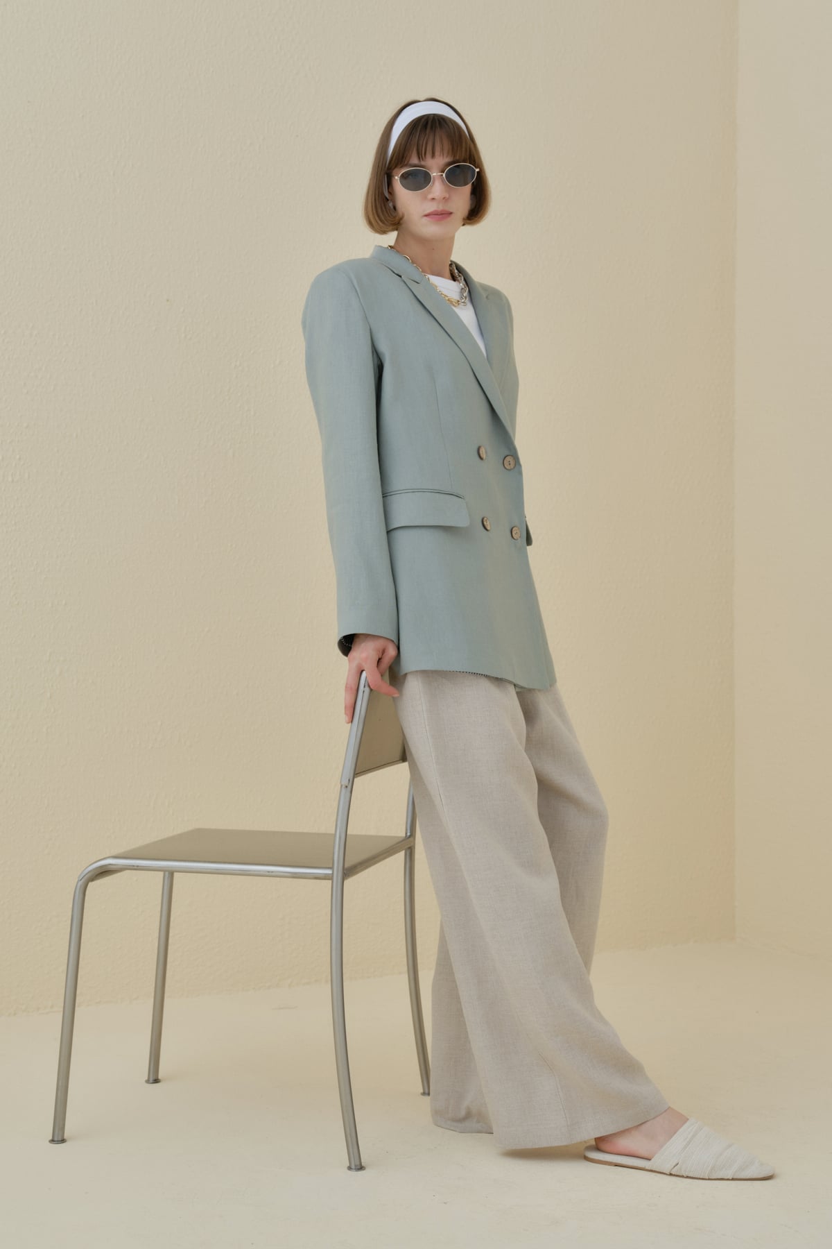 NİHAN Ceket Nihan Keten Blazer Ceket  Mint_modest