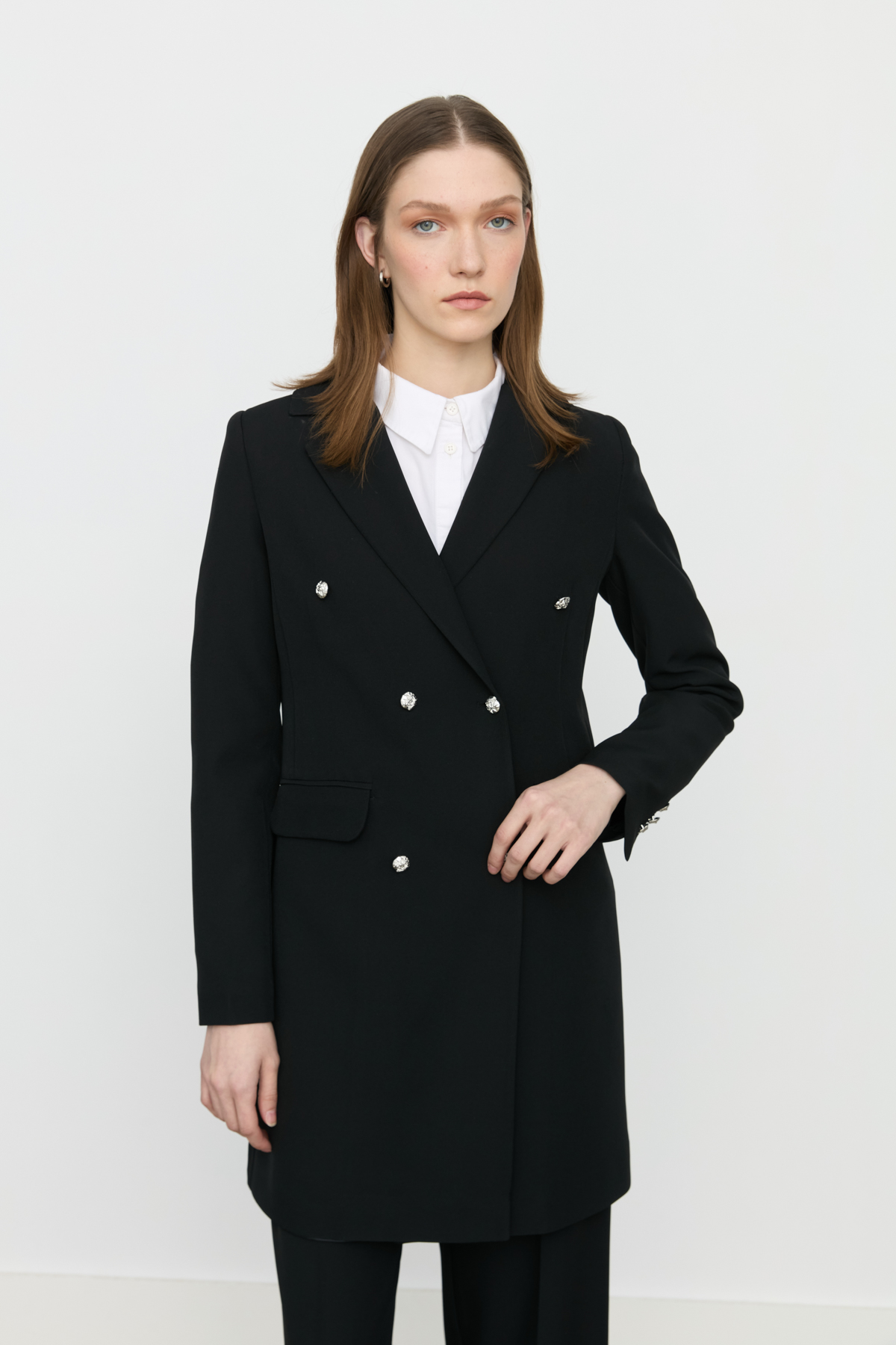 NİHAN Ceket Nihan Kruvaze Kapama Blazer Ceket  Siyah_modest