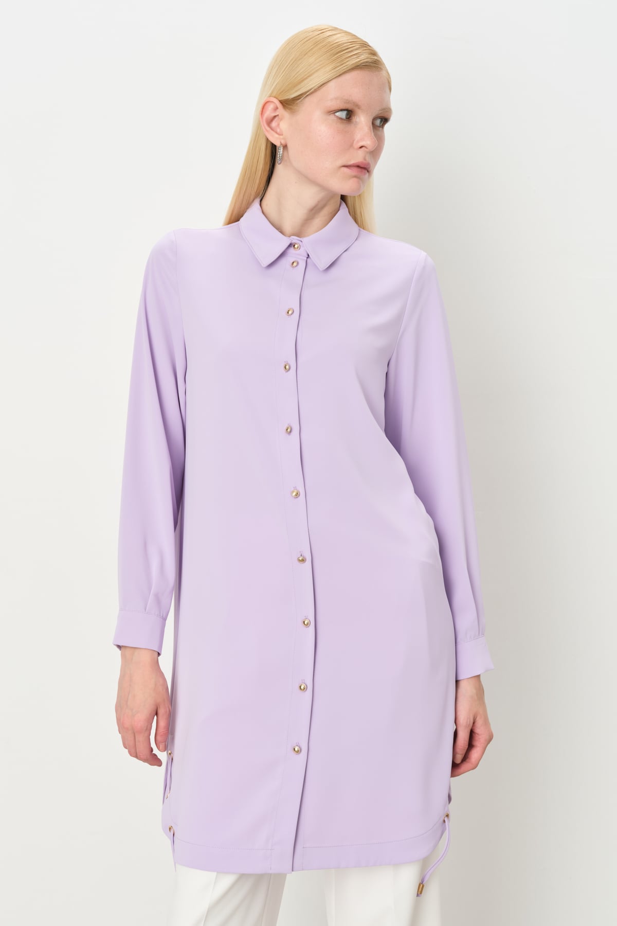 NİHAN Tunik Nihan Kuşgözü Detaylı Tunik  Lila_modest