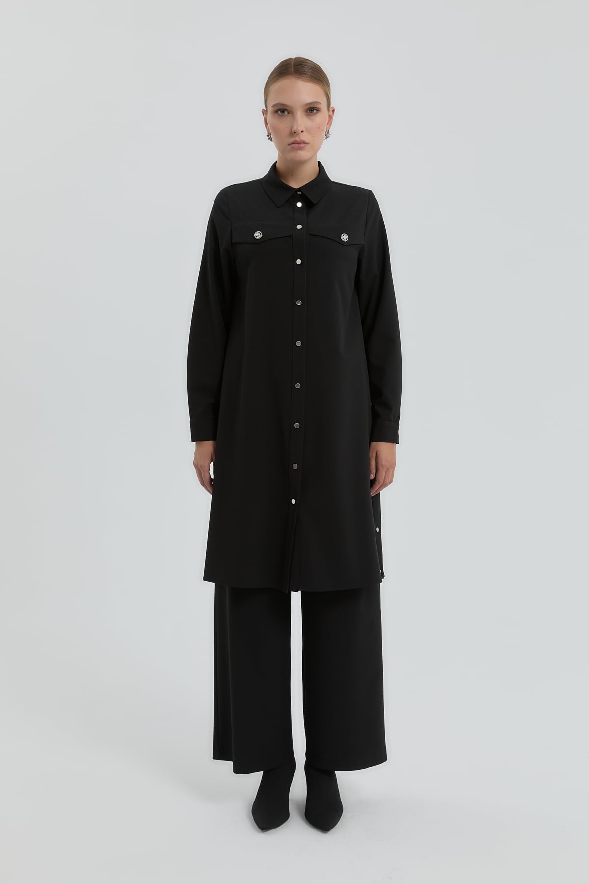 NİHAN Tunik Nihan Metal Aksesuar Detaylı Tunik  Siyah_modest