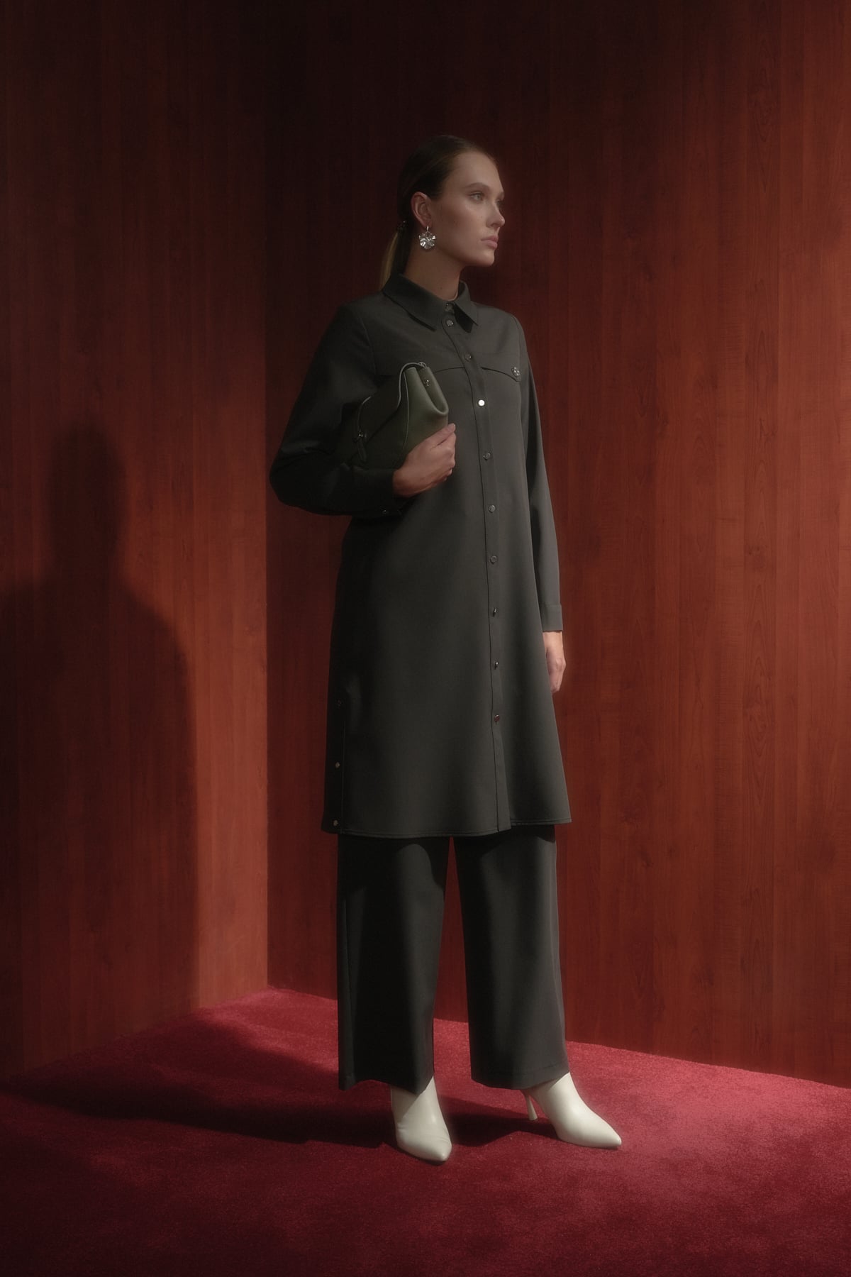 NİHAN Tunik Nihan Metal Aksesuar Detaylı Tunik  Haki_modest