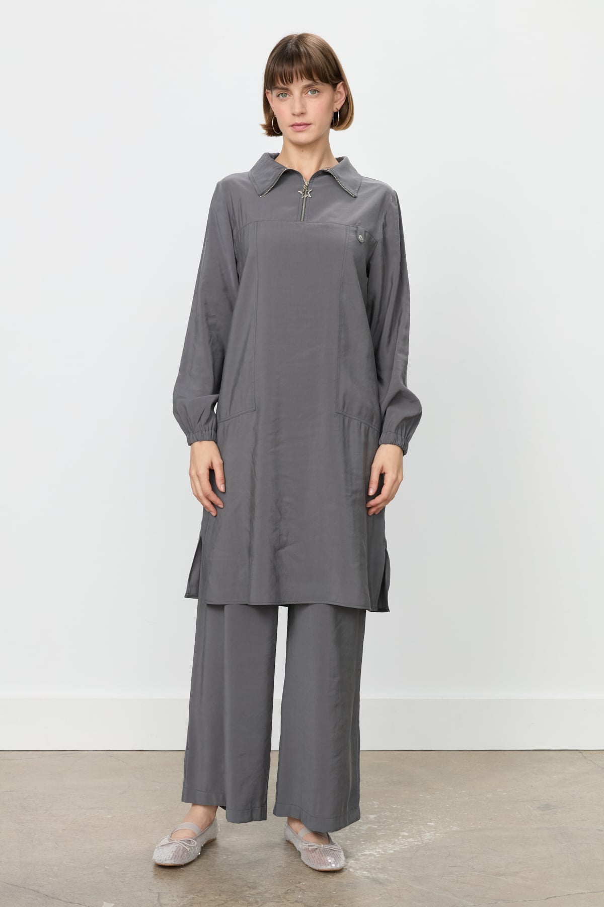NİHAN Takım Nihan Modal Pantolon Tunik Takım  Füme_modest