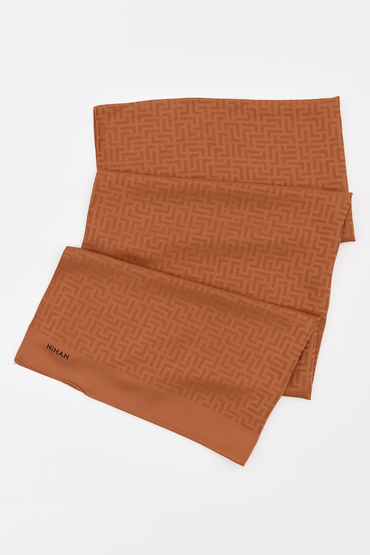 NİHAN Stil Şal Nihan Monogram Desen Şal  Kiremit_modest