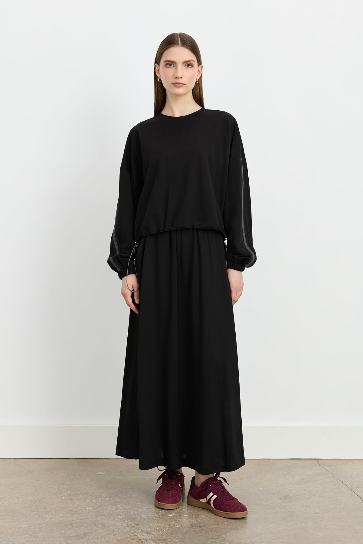 NİHAN Takım Nihan Örme Etek Bluz Takım  Siyah_modest