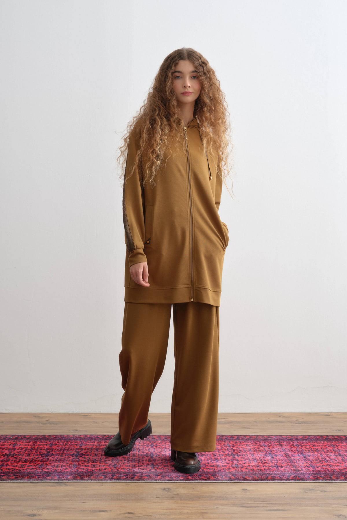 NİHAN Takım Nihan Örme Pantolon Tunik Takım  Olive_modest