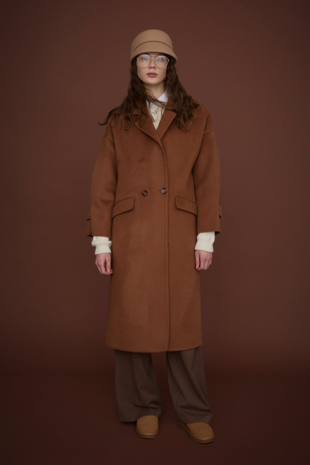 NİHAN Kaban Nihan Oversize %100 Yün Kaban  Kahve_modest