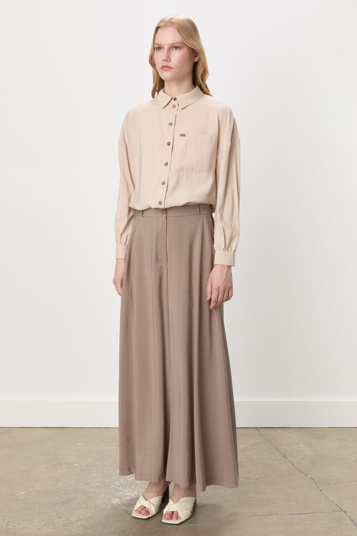 NİHAN Pantolon Nihan Pantolon Modal Etek  Vizon_modest
