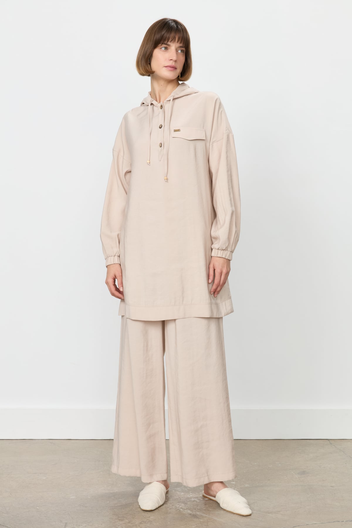 NİHAN Takım Nihan Pantolon Tunik Takım  Bej_modest