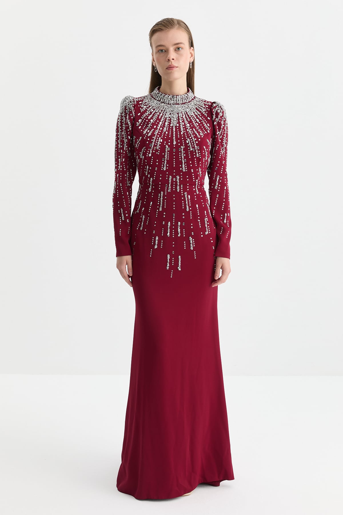 NİHAN Abiye Nihan Parlak Taşlı Abiye  Cherry_modest
