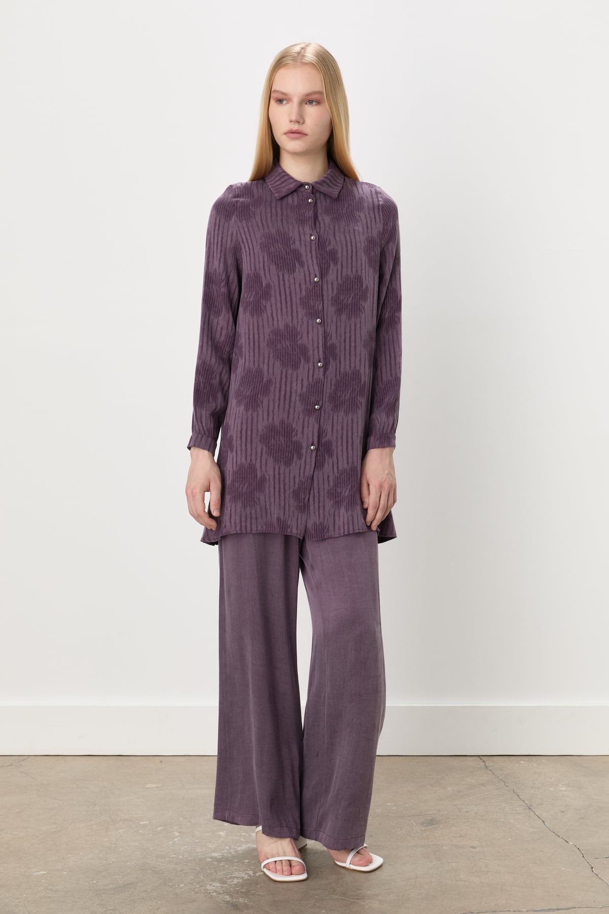 NİHAN Takım Nihan Premium Cupra Pantolon Tunik Takım  Mürdüm_modest