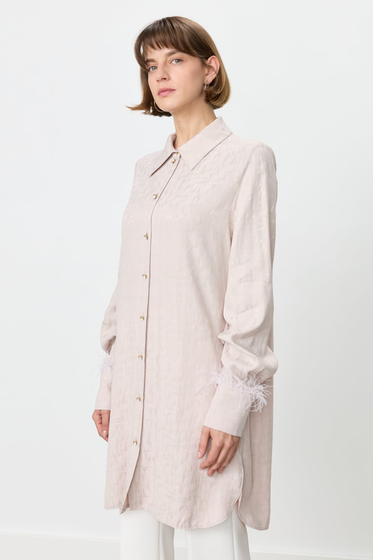 NİHAN Tunik Nihan Premium Otriş Detaylı Tunik  Bej_modest