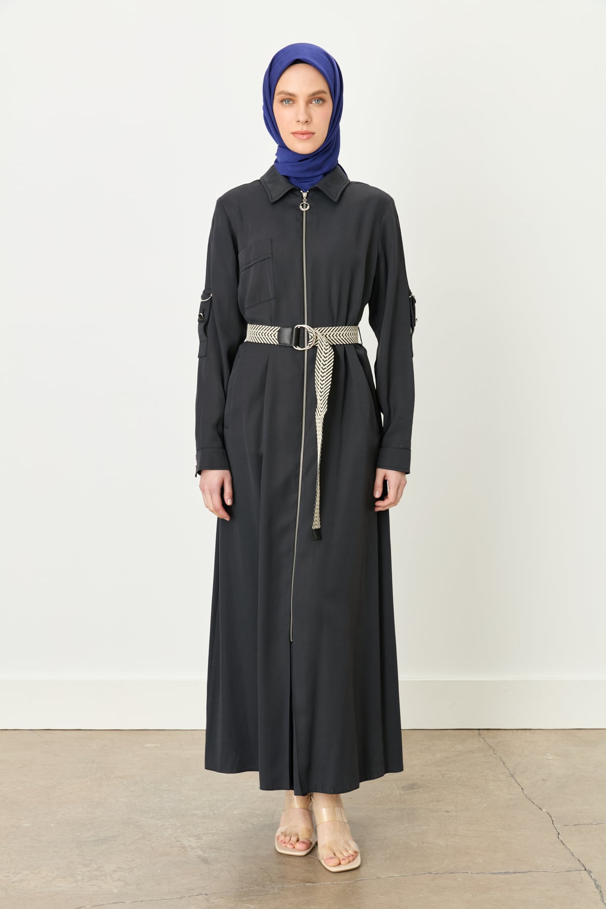 NİHAN Elbise Nihan Rahat Kalıp Modal Elbise  Siyah_modest