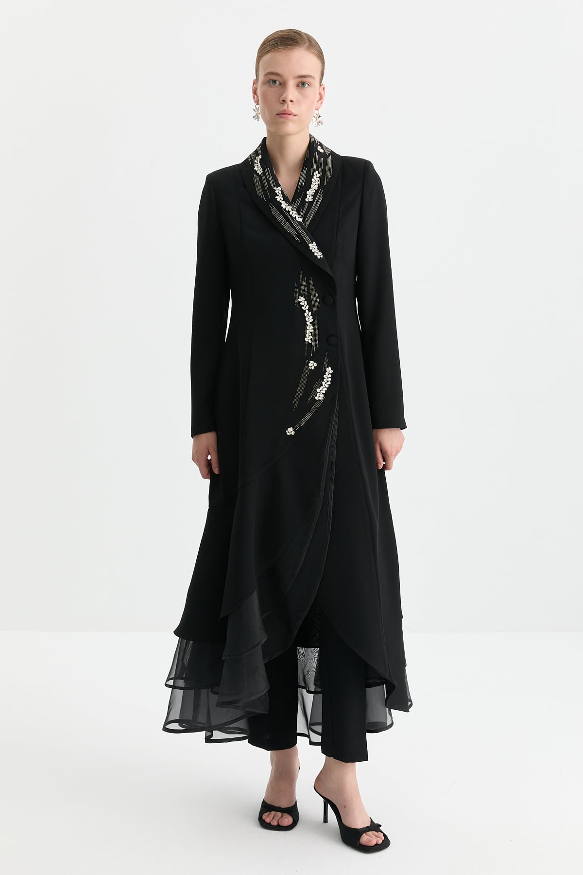 NİHAN Kaftan Takım Nihan Taşlı Pantolon Kaftan Takım  Siyah_modest