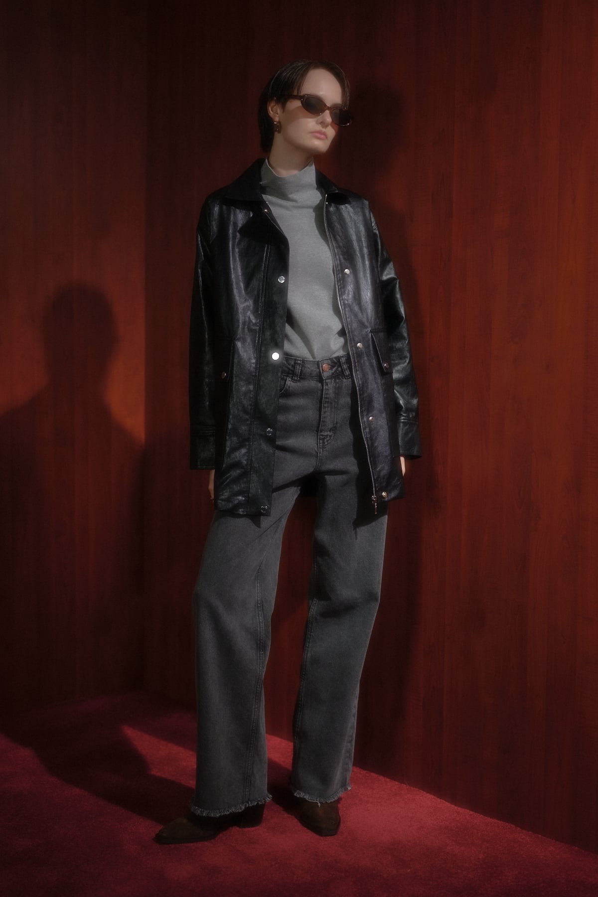 NİHAN Ceket Nihan Torba Cepli Deri Ceket  Siyah_modest