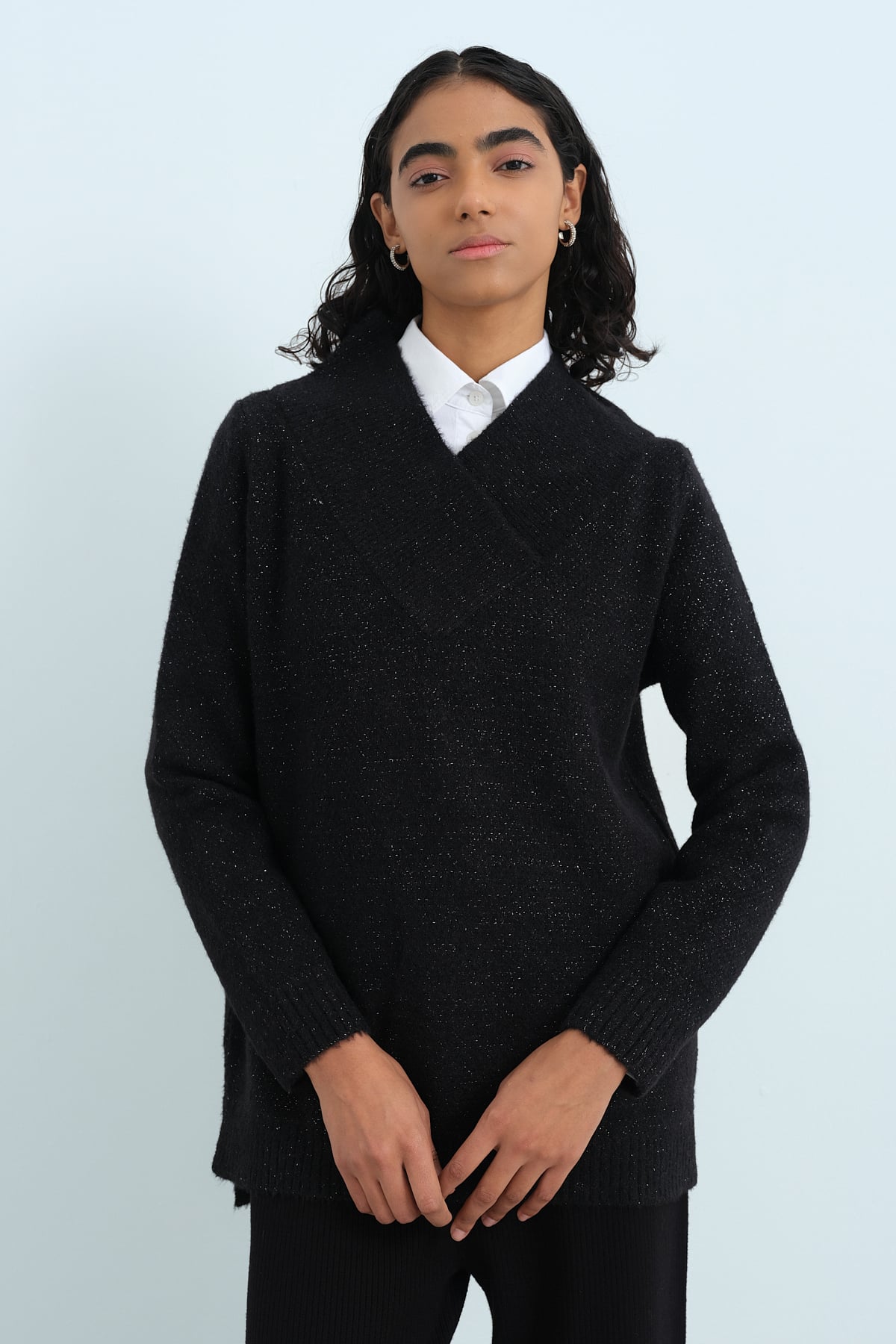 NİHAN Tunik Nihan V Yaka Triko Tunik  Siyah_modest